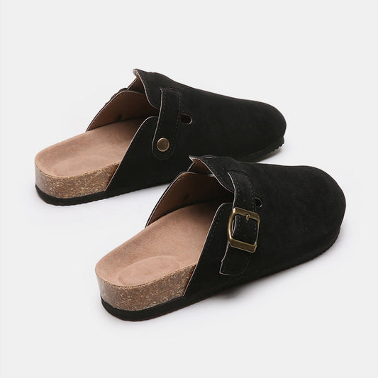 Suede Closed Toe Buckle Slide - TayDiane