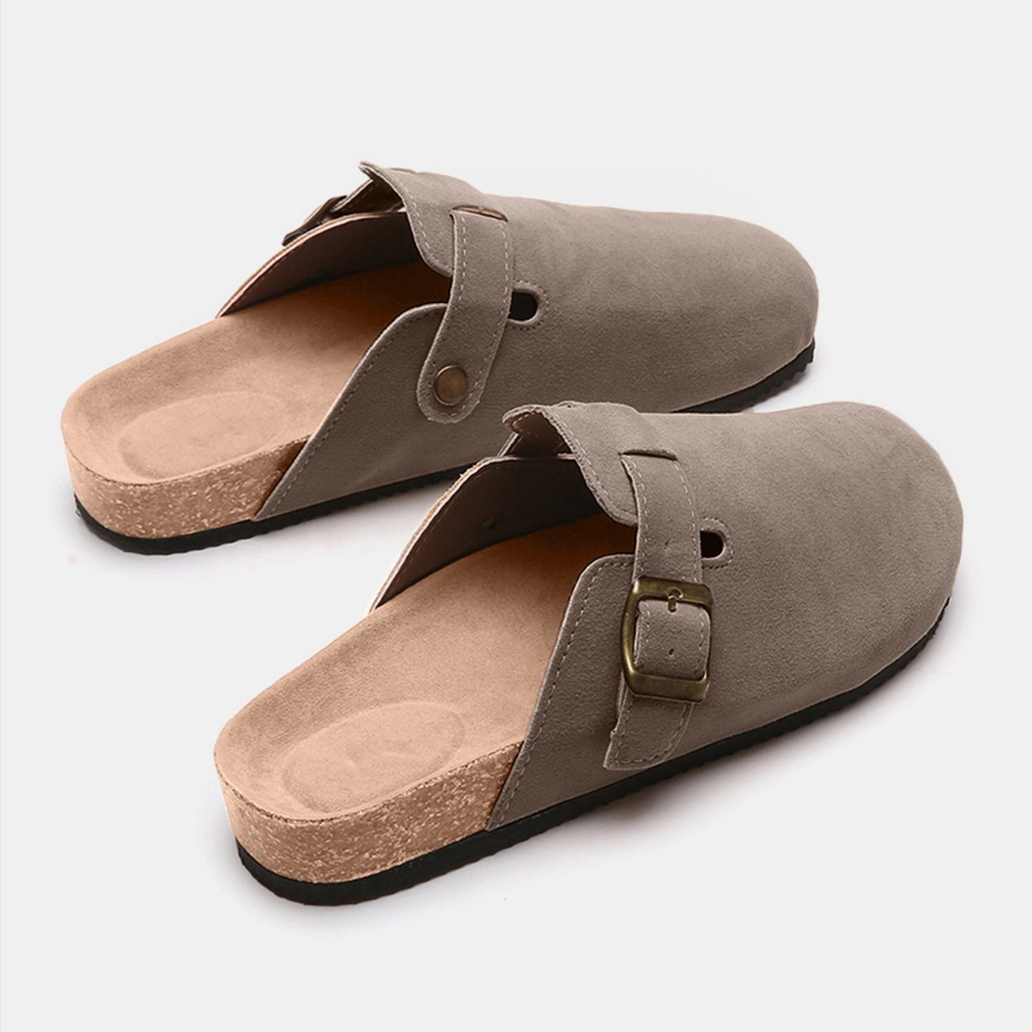 Suede Closed Toe Buckle Slide - TayDiane