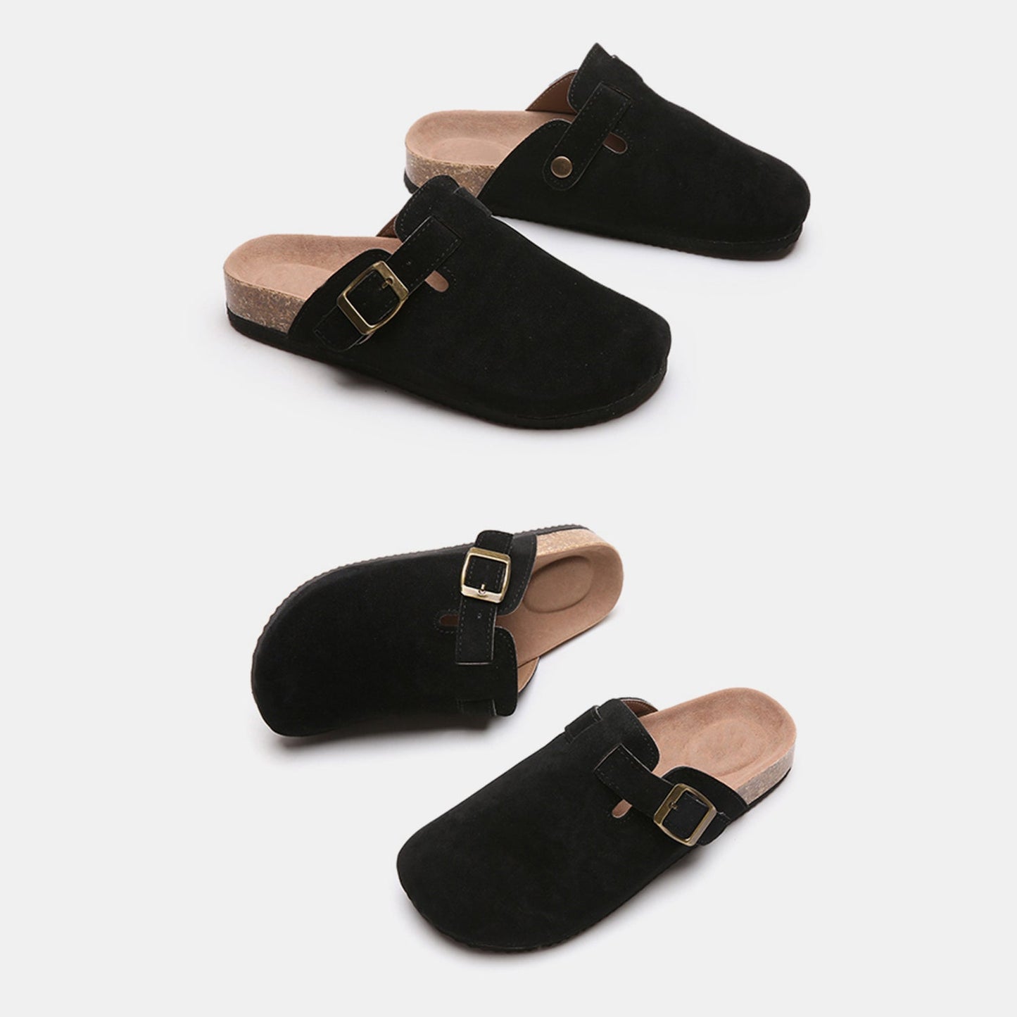 Suede Closed Toe Buckle Slide - TayDiane