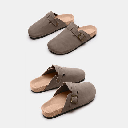 Suede Closed Toe Buckle Slide - TayDiane