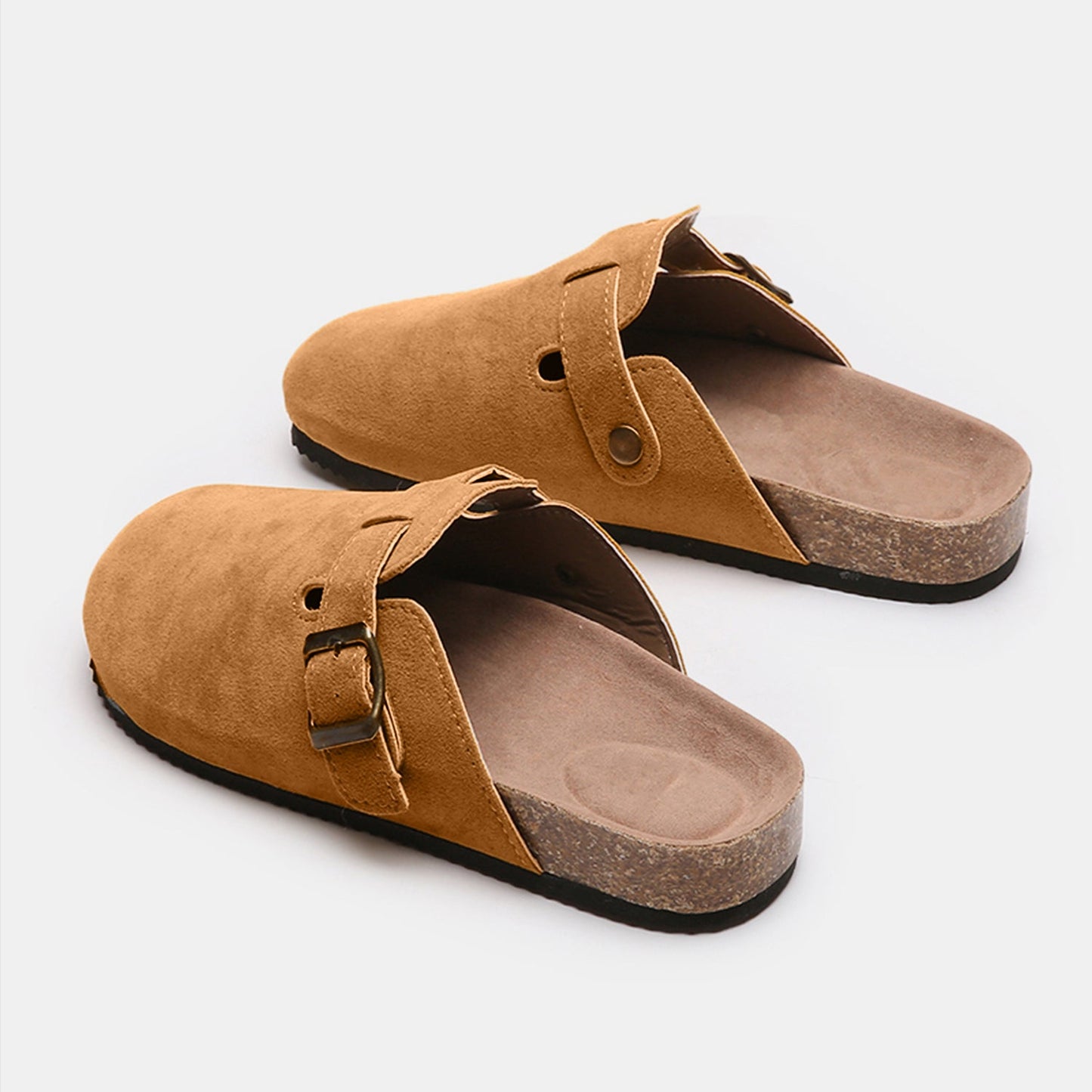 Suede Closed Toe Buckle Slide - TayDiane