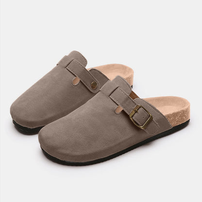 Suede Closed Toe Buckle Slide - TayDiane