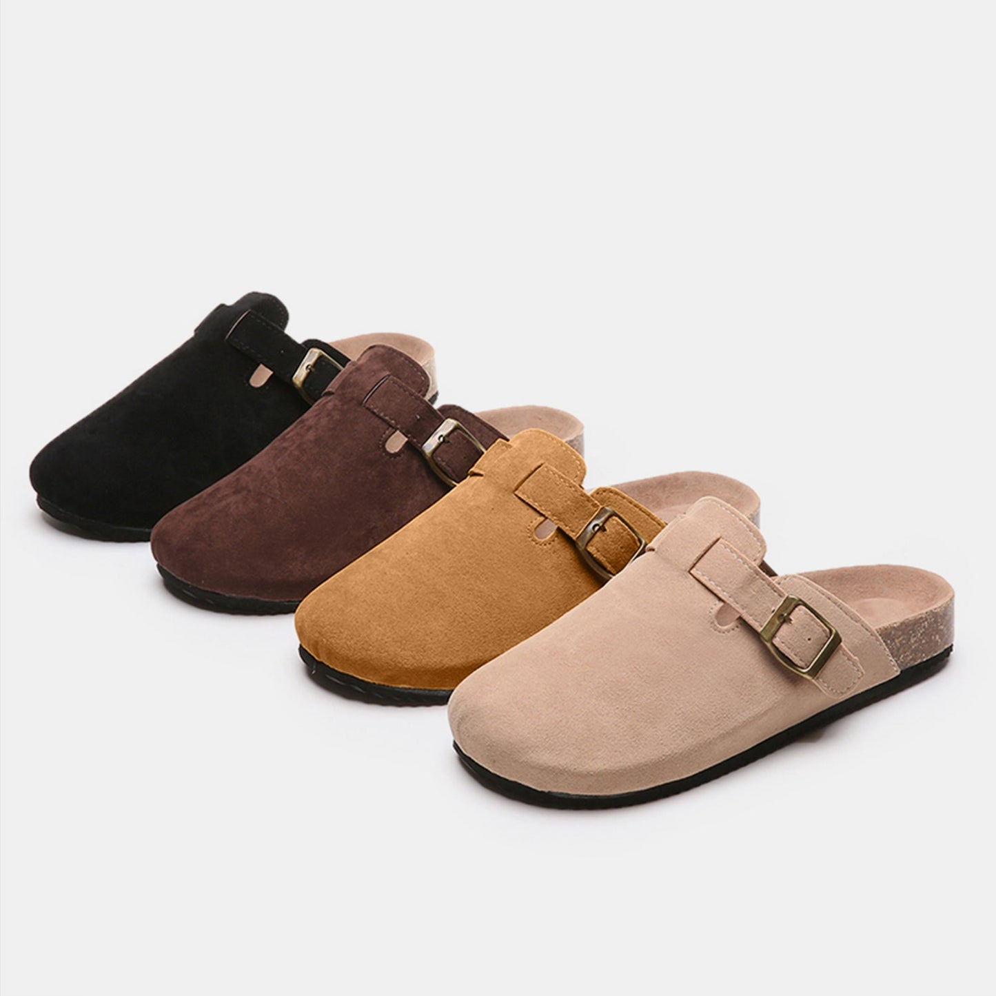 Suede Closed Toe Buckle Slide - TayDiane