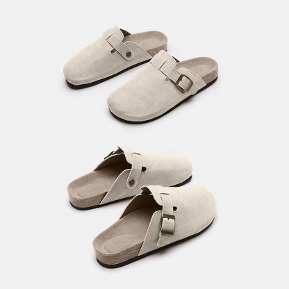 Suede Closed Toe Buckle Slide - TayDiane