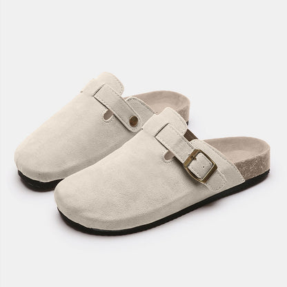 Suede Closed Toe Buckle Slide - TayDiane