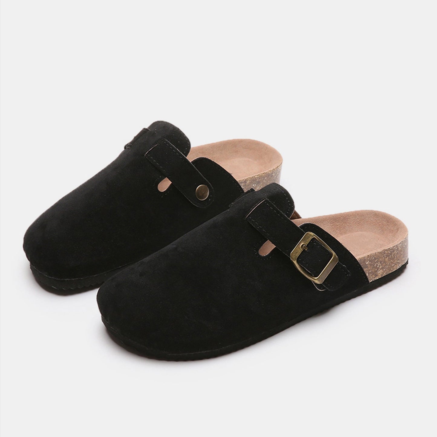 Suede Closed Toe Buckle Slide - TayDiane