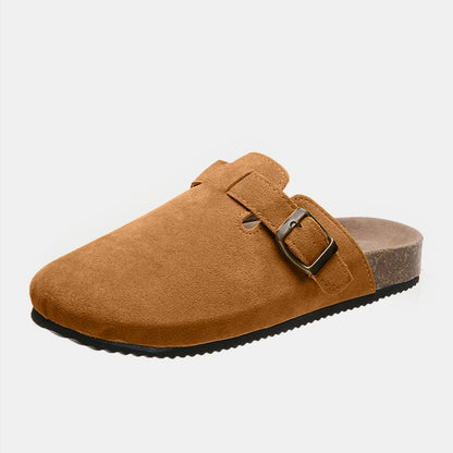 Suede Closed Toe Buckle Slide - TayDiane