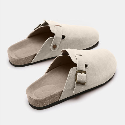 Suede Closed Toe Buckle Slide - TayDiane