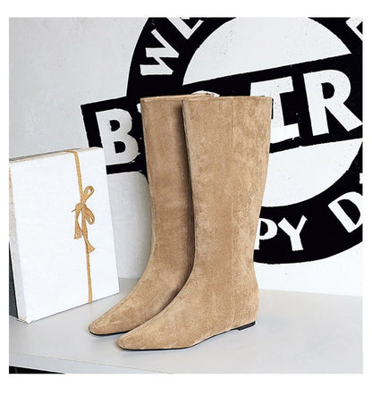 Suede Pointed - Toe Mid - Calf Boots - TayDiane