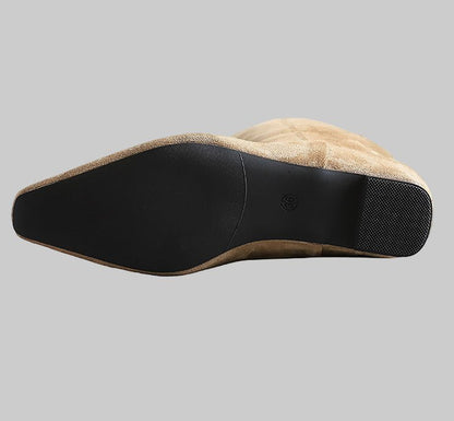 Suede Pointed - Toe Mid - Calf Boots - TayDiane