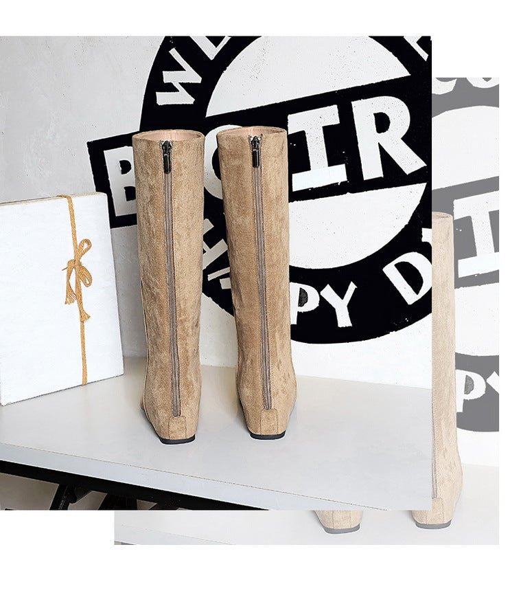 Suede Pointed - Toe Mid - Calf Boots - TayDiane