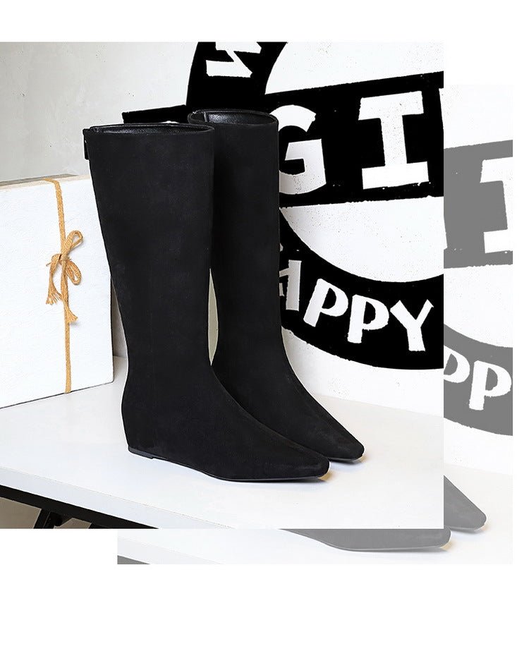 Suede Pointed - Toe Mid - Calf Boots - TayDiane