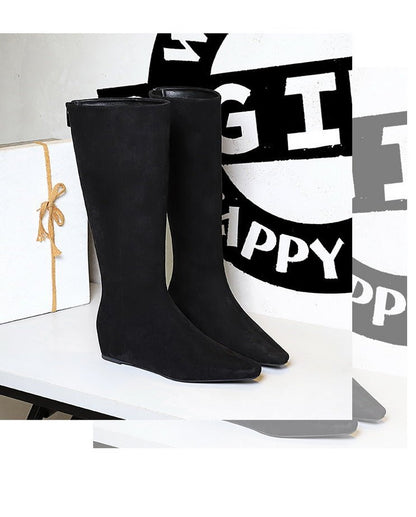 Suede Pointed - Toe Mid - Calf Boots - TayDiane