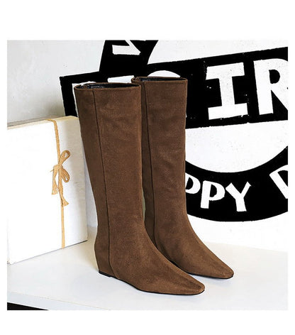 Suede Pointed - Toe Mid - Calf Boots - TayDiane