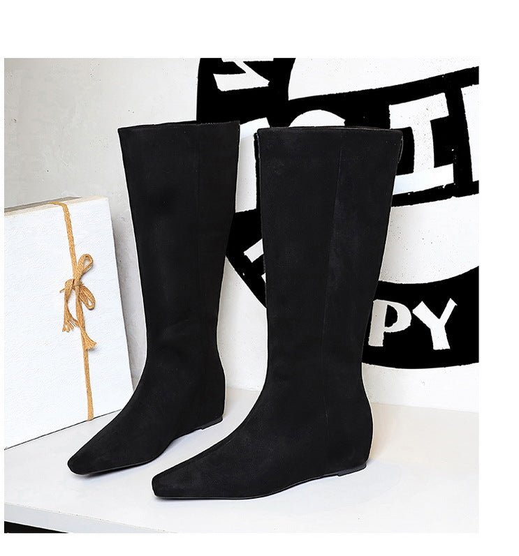 Suede Pointed - Toe Mid - Calf Boots - TayDiane