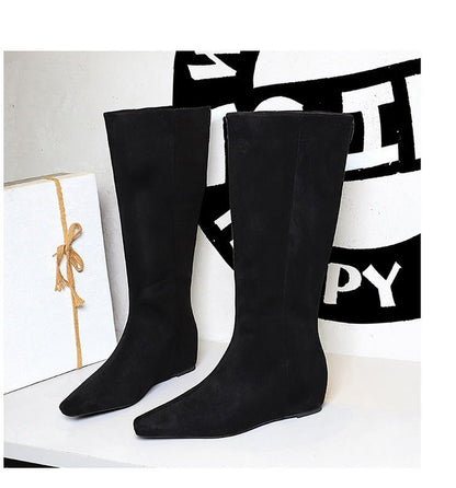 Suede Pointed - Toe Mid - Calf Boots - TayDiane