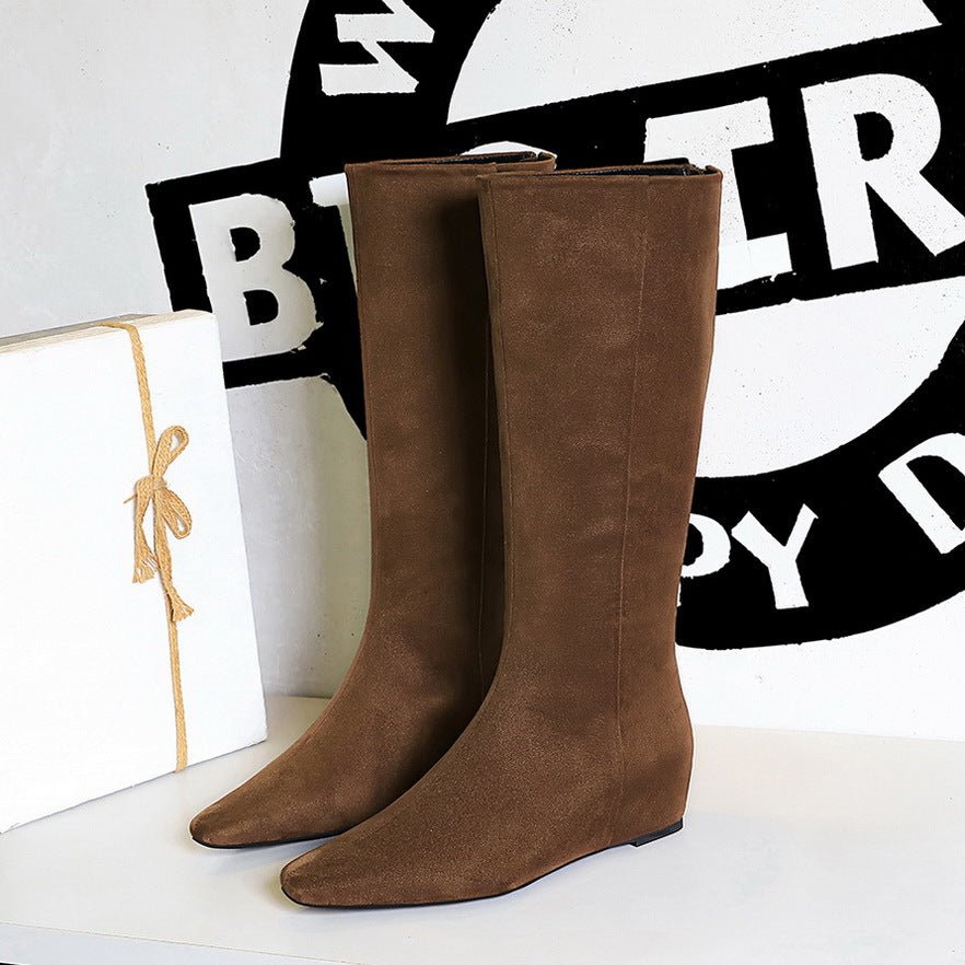 Suede Pointed - Toe Mid - Calf Boots - TayDiane