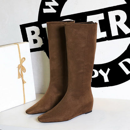 Suede Pointed - Toe Mid - Calf Boots - TayDiane