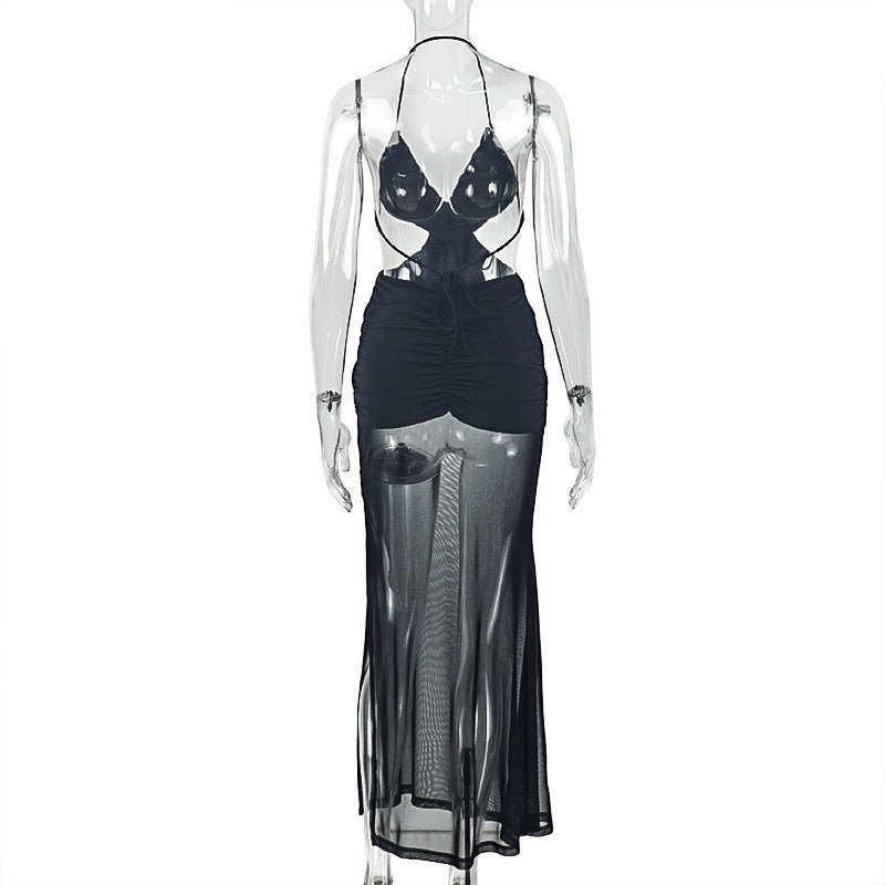 Sultry Backless Ruched Maxi Dress - Taydiane