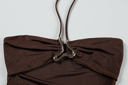 Sultry Cutout Ring Detail Maxi Dress – Coffee - TayDiane