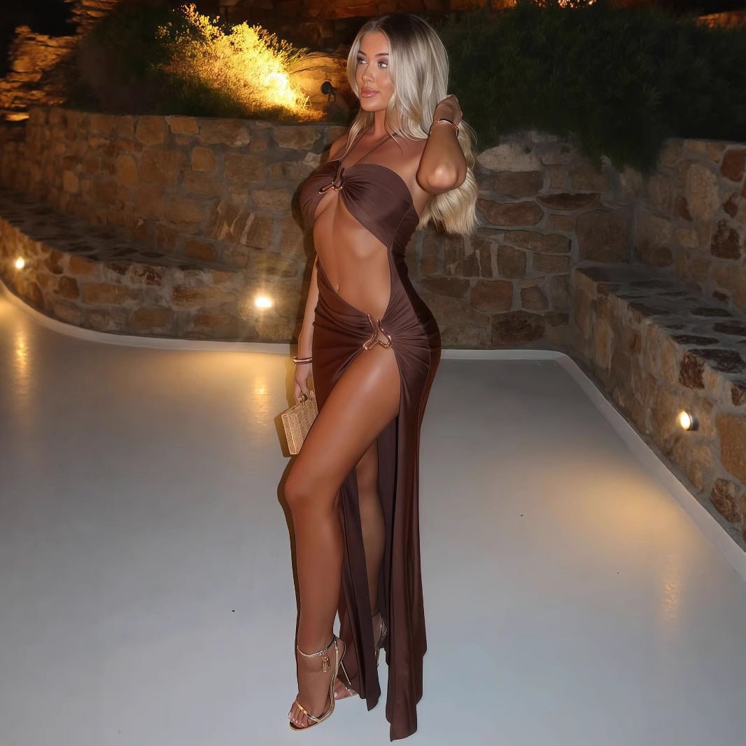 Sultry Cutout Ring Detail Maxi Dress – Coffee - TayDiane