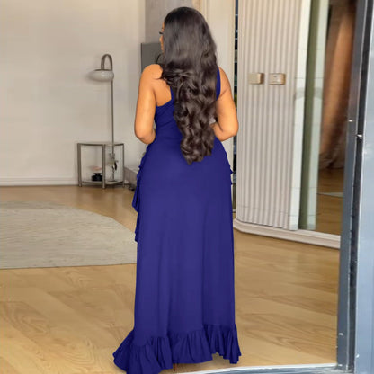 Sultry Elegance Plunge Maxi Dress - TayDiane