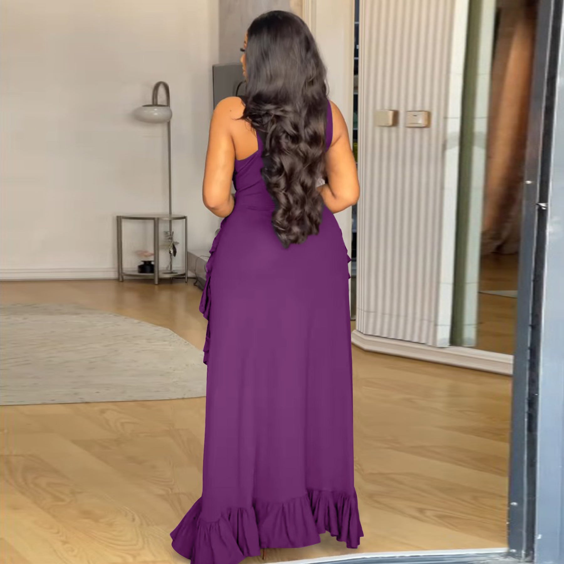 Sultry Elegance Plunge Maxi Dress - TayDiane