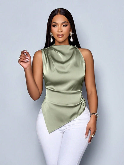 Summer Satin Asymmetric Top - TayDiane