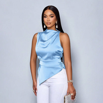 Summer Satin Asymmetric Top - TayDiane