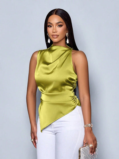 Summer Satin Asymmetric Top - TayDiane