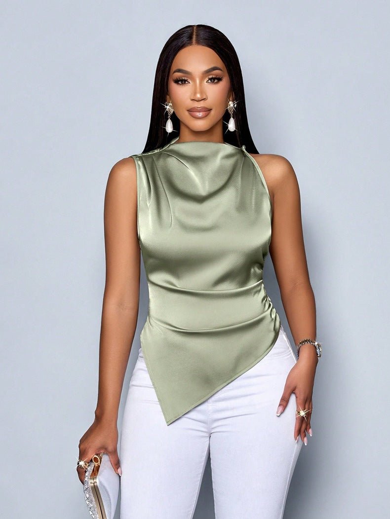 Summer Satin Asymmetric Top - TayDiane