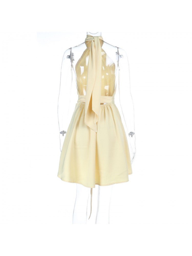 Sunlit Flow Halter Mini Dress - Taydiane