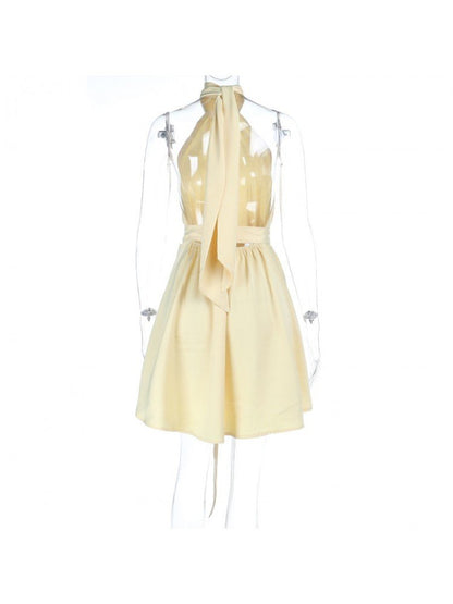 Sunlit Flow Halter Mini Dress - Taydiane