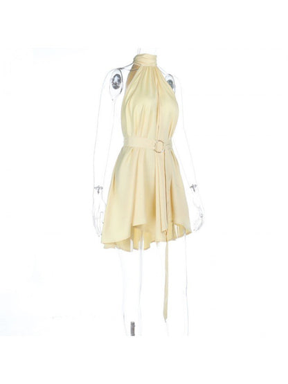 Sunlit Flow Halter Mini Dress - Taydiane