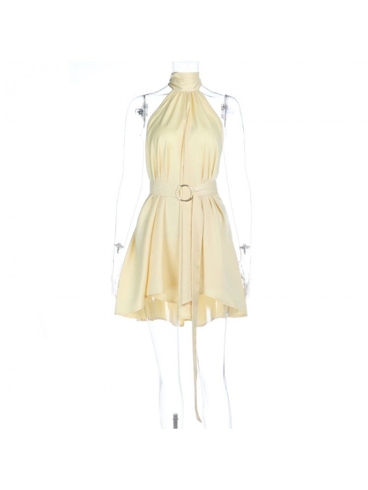 Sunlit Flow Halter Mini Dress - Taydiane