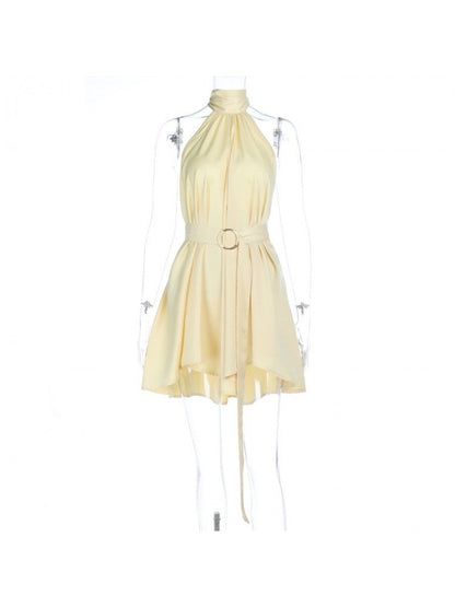 Sunlit Flow Halter Mini Dress - Taydiane