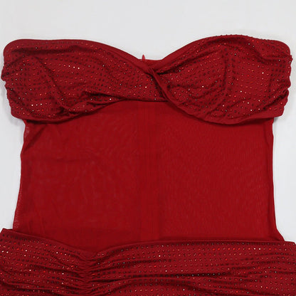 Sweetheart Mesh Tube Maxi Dress - Taydiane