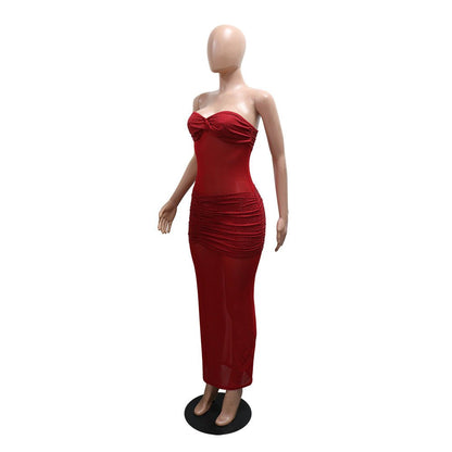 Sweetheart Mesh Tube Maxi Dress - Taydiane