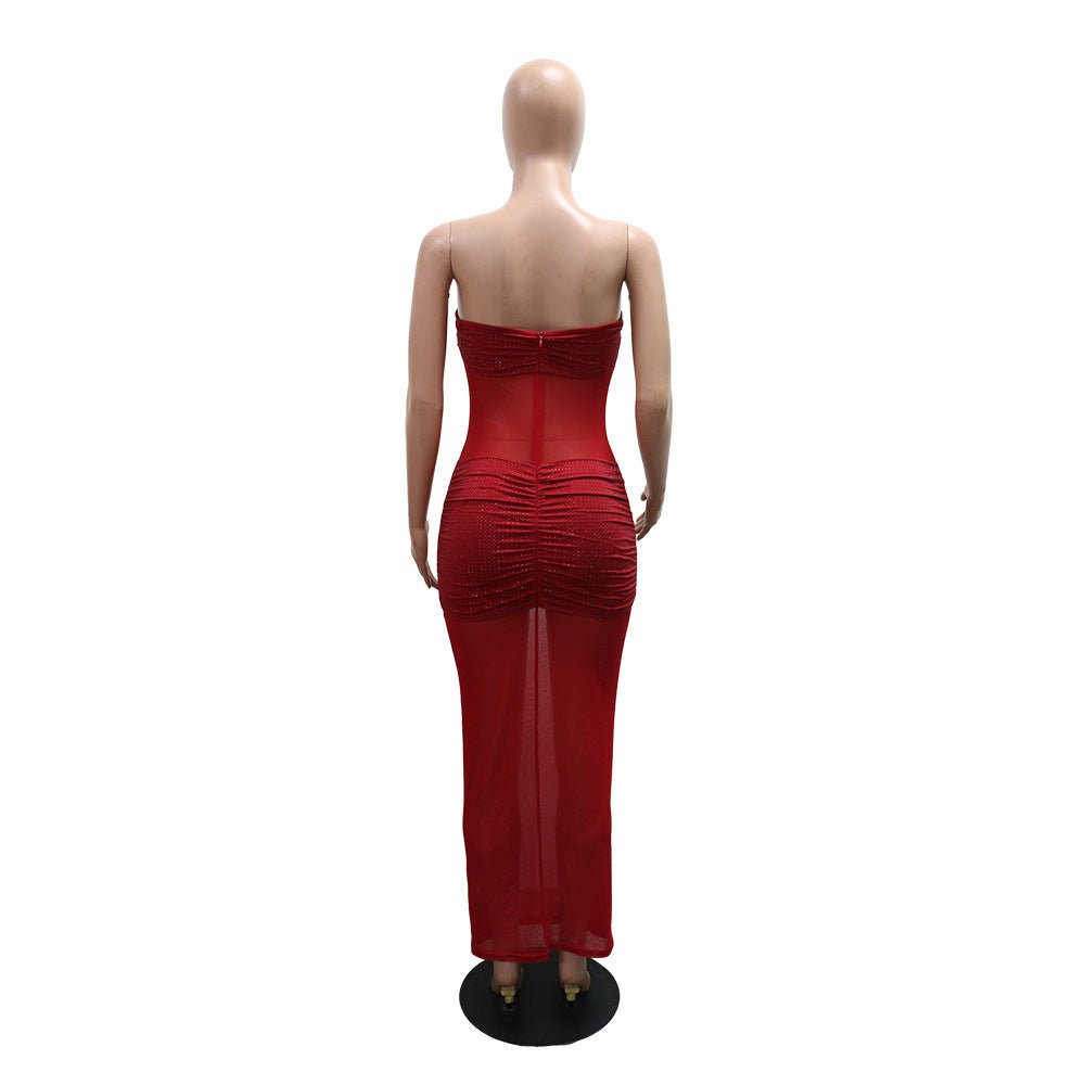 Sweetheart Mesh Tube Maxi Dress - Taydiane