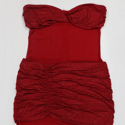 Sweetheart Mesh Tube Maxi Dress - Taydiane