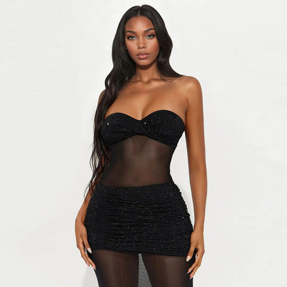 Sweetheart Mesh Tube Maxi Dress - Taydiane