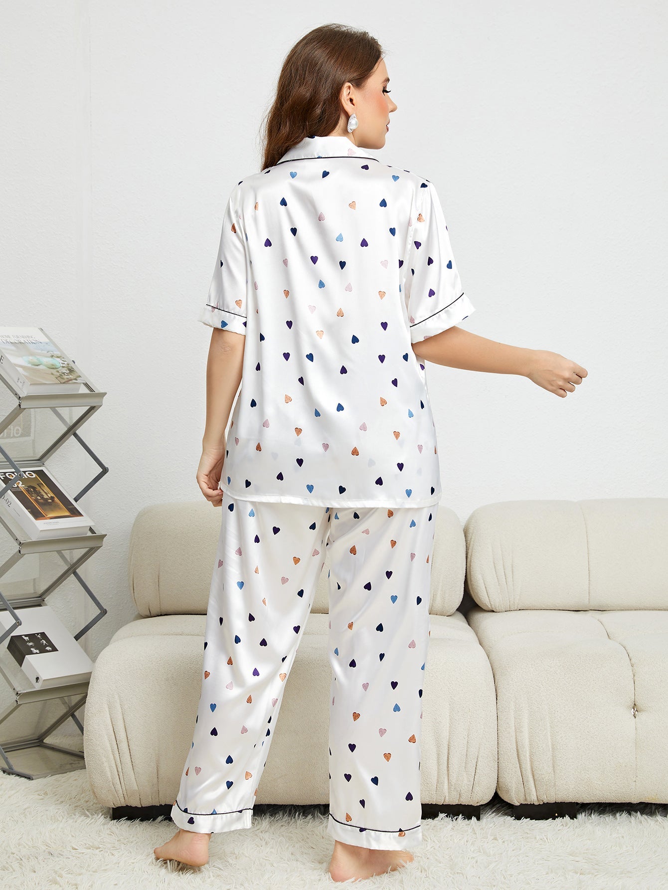 Sweetheart Satin Pajama Lounge Set - Taydiane