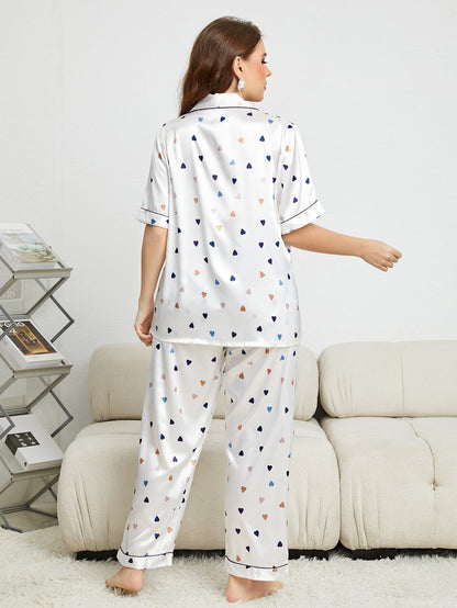 Sweetheart Satin Pajama Lounge Set - Taydiane