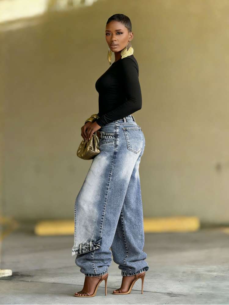 Switch It Up Asymmetric Barrel-Style Jeans - Taydiane