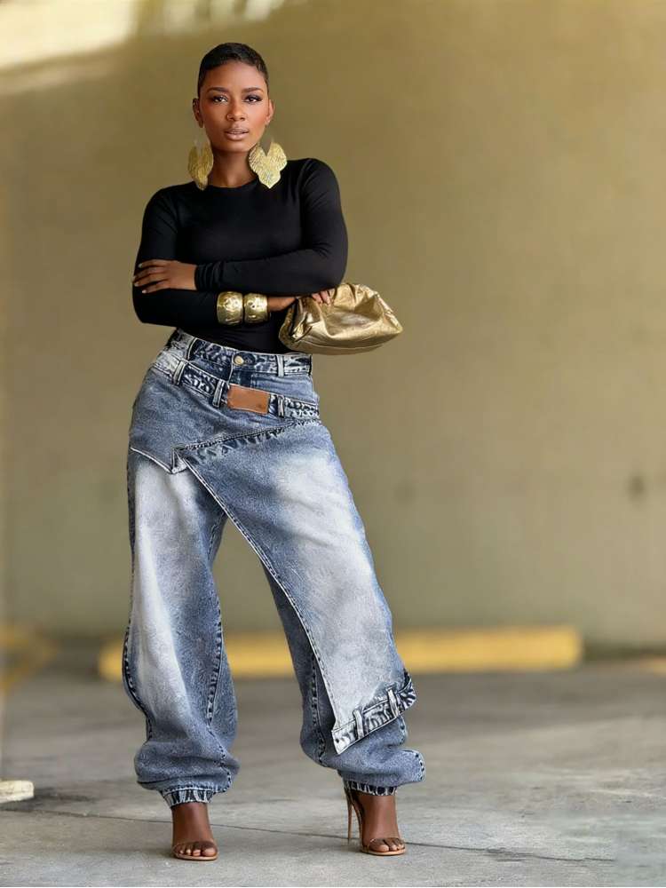 Switch It Up Asymmetric Barrel-Style Jeans - Taydiane