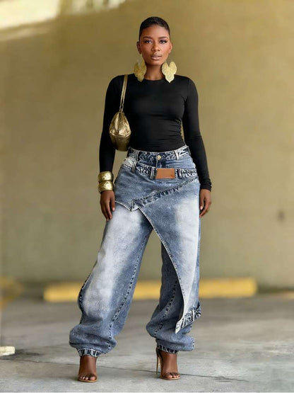 Switch It Up Asymmetric Barrel-Style Jeans - Taydiane