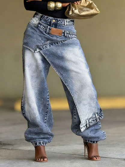Switch It Up Asymmetric Barrel-Style Jeans - Taydiane