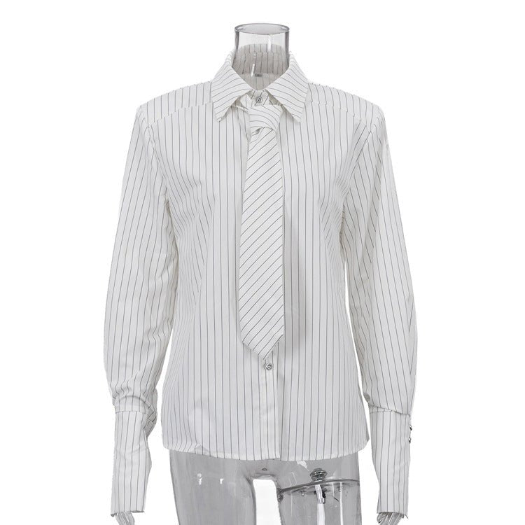 The Executive Pinstripe Tie Shirt - Taydiane
