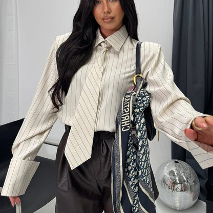 The Executive Pinstripe Tie Shirt - Taydiane