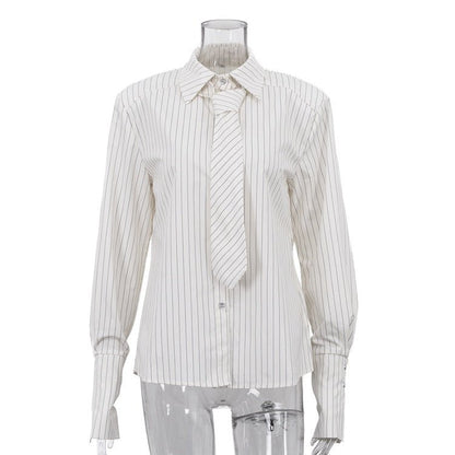 The Executive Pinstripe Tie Shirt - Taydiane